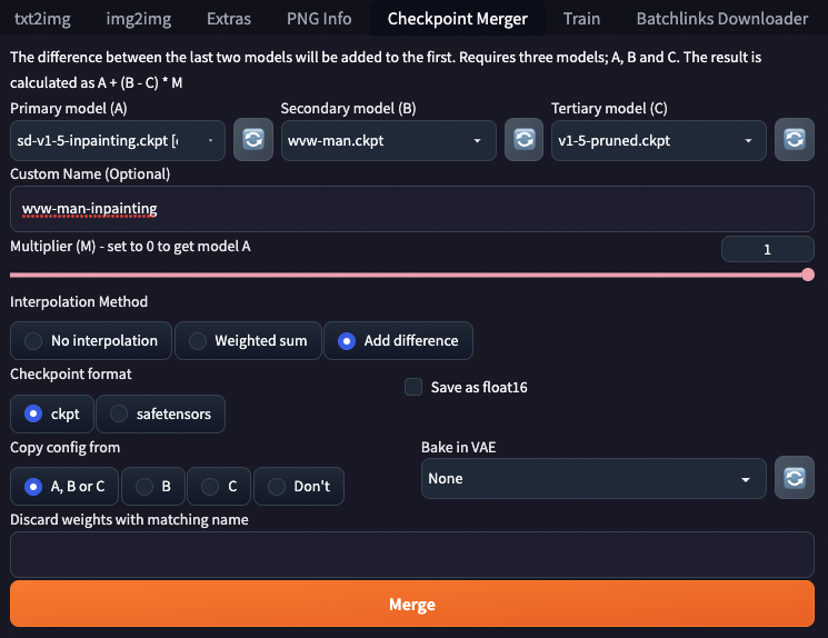 Checkpoint merger settings