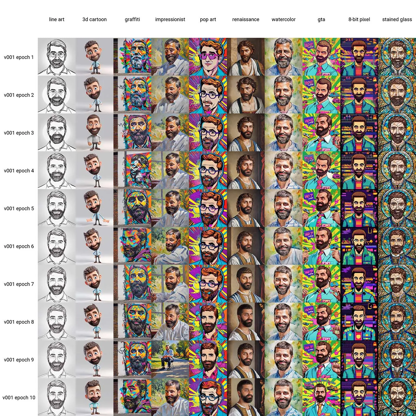 table with renders of v001