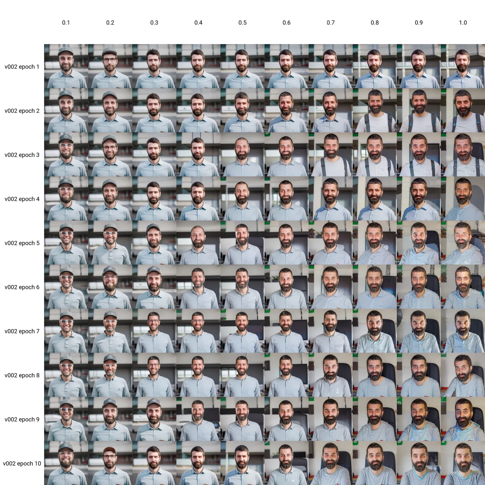 training result grid of v002